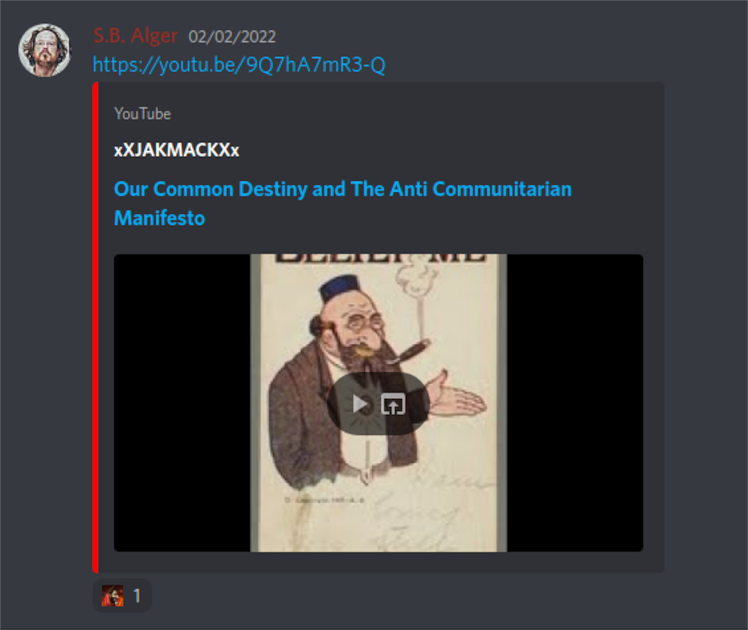 Discord: S.B. Alger: Antisemitism Manifesto