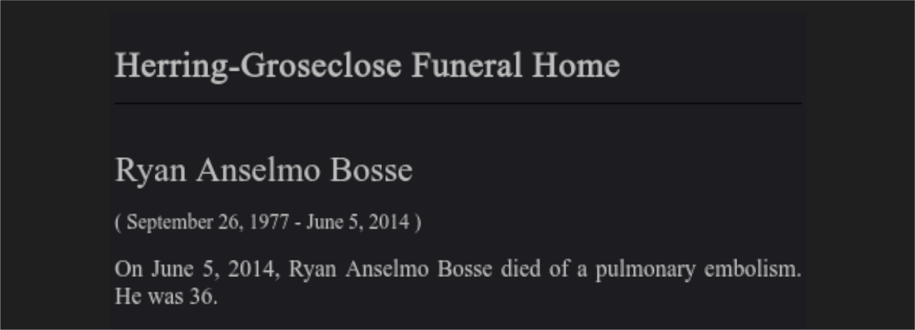 Alicia Anna Taylor's late husband: Ryan Anselmo Bosse | 1977 - 2014 | Obituary