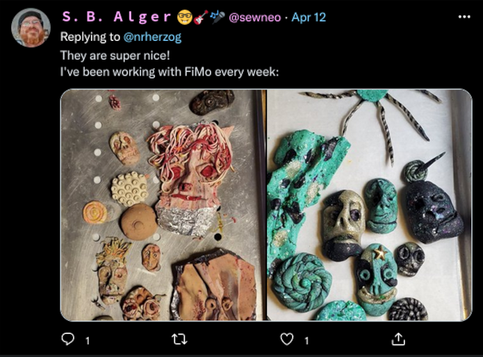 Twitter: @sewneo (S.B. Alger):  Replying to xxxx  They are super nice! I've been working with FiMo every week:
