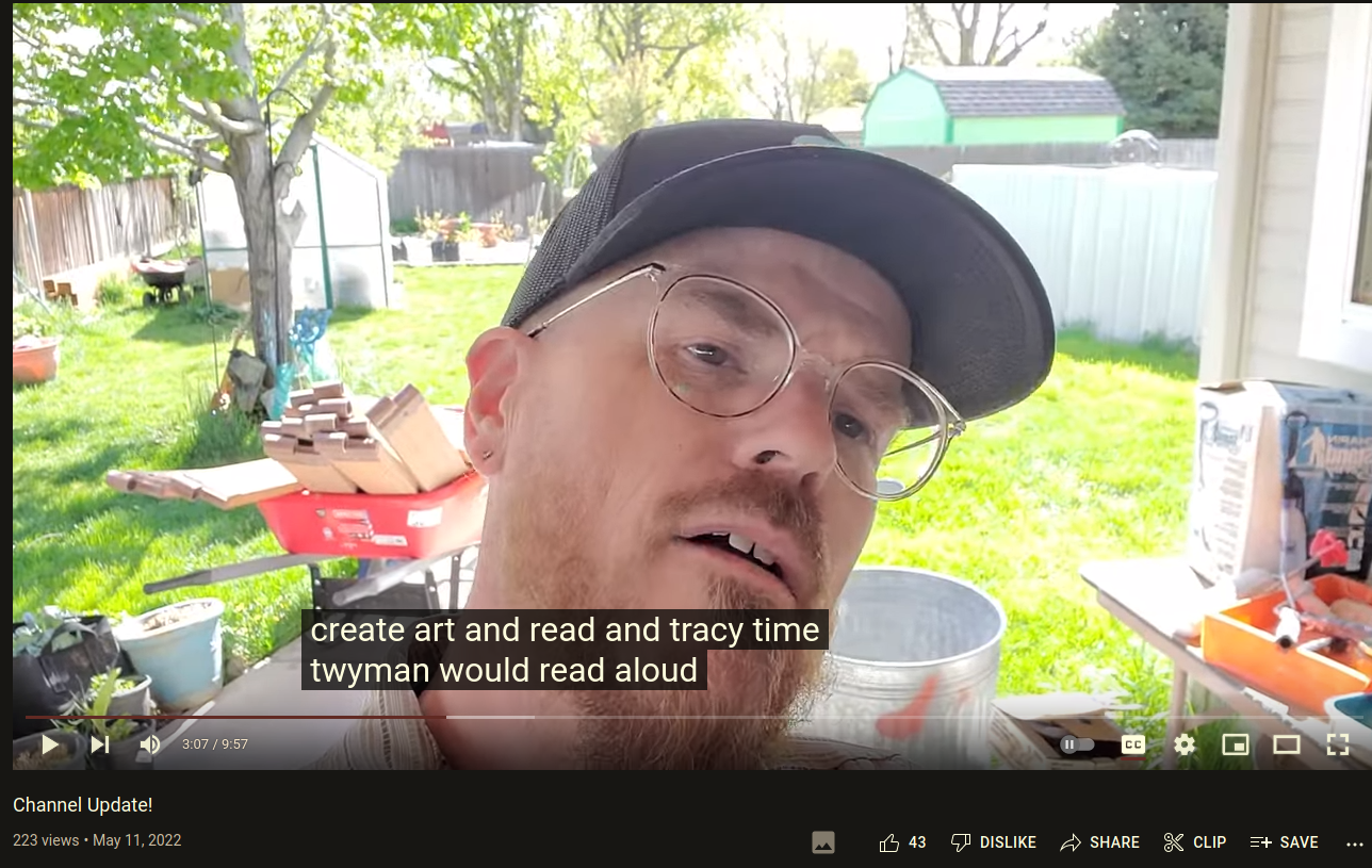 YouTube: S.B. Alger never ceasing obsession with Tracy Twyman: "create art and read ..and Tracy Twyman, would read aloud"